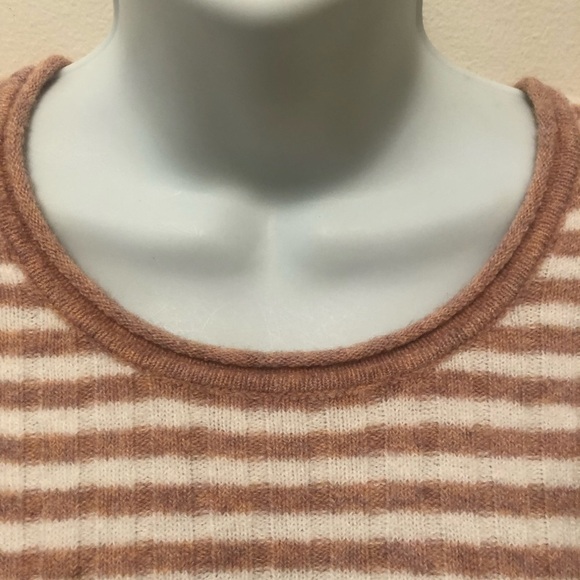 Madewell Womens Colette Alpaca Sweater Leamore Stripe M Pink White Style AC790 - Picture 3 of 8